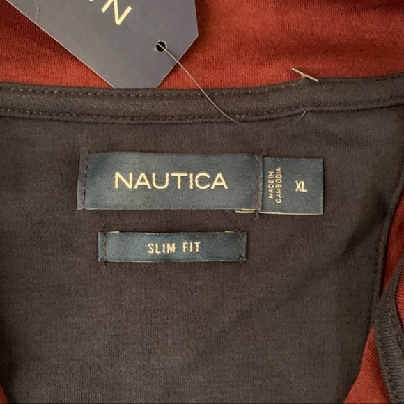 Nautica men’s navtech quarter zip maroon lightweight slim fit sweatshirt - XL - Picture 7 of 8